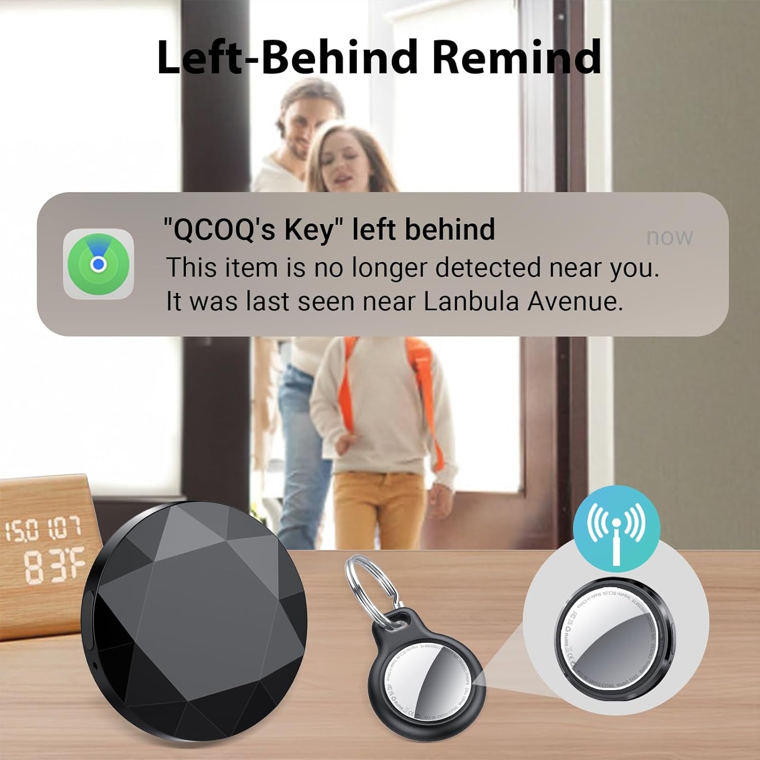 Air Tracker Tags-3 Pack Black, Bluetooth Trackers Work with Apple Find My (Ios Only), Smart Tag with Protective Case/Keychain, Item Finders for Luggage/Key/Suitcases/Backpack, Replaceable Battery