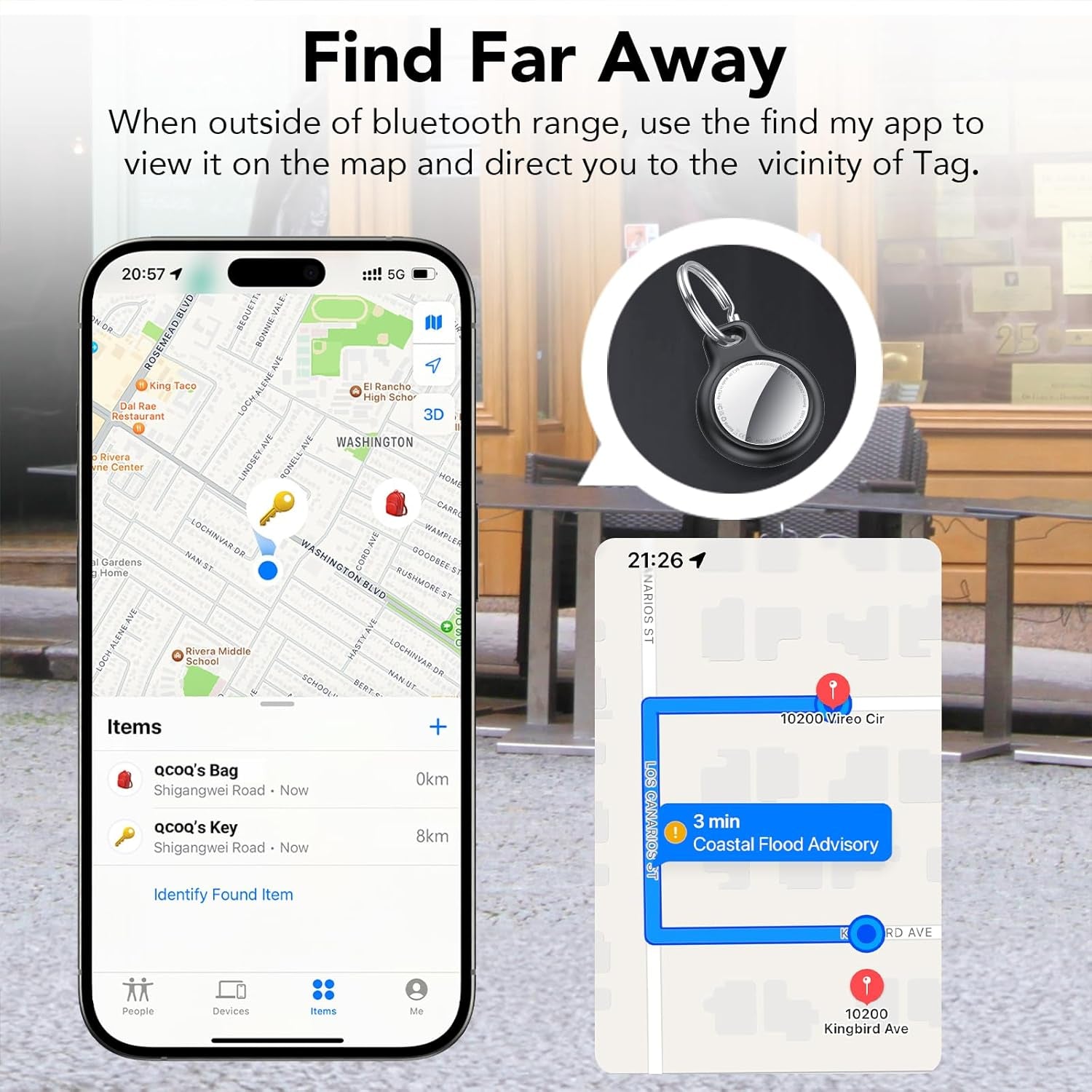 Air Tracker Tags-3 Pack Black, Bluetooth Trackers Work with Apple Find My (Ios Only), Smart Tag with Protective Case/Keychain, Item Finders for Luggage/Key/Suitcases/Backpack, Replaceable Battery